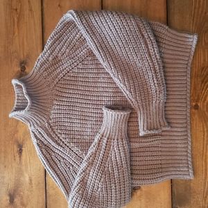 Grey knit cowl neck sweater
